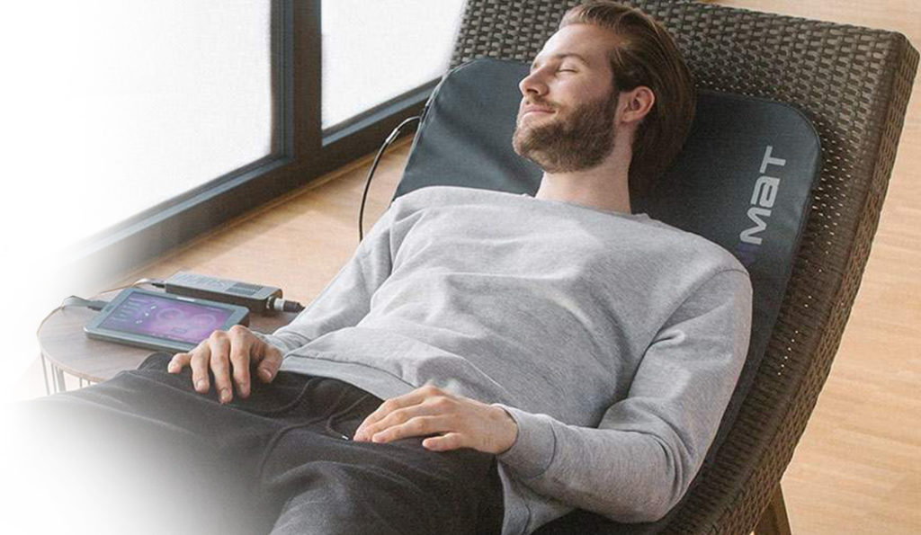 man on omnium1 pemf mat with the triple sawtooth waveform.