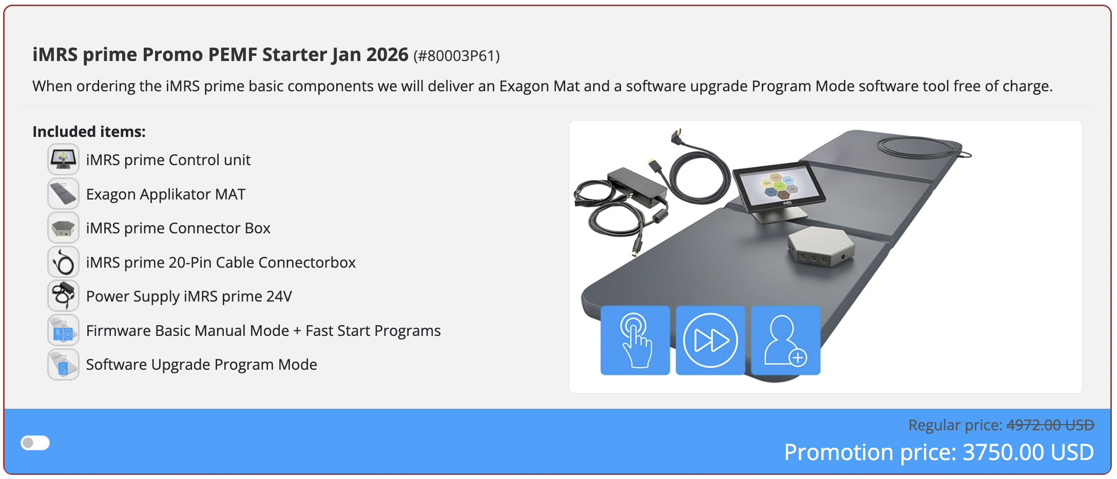 iMRS Prime January 2026 promotion available now, iMRS Prime PEMF Starter Promotion