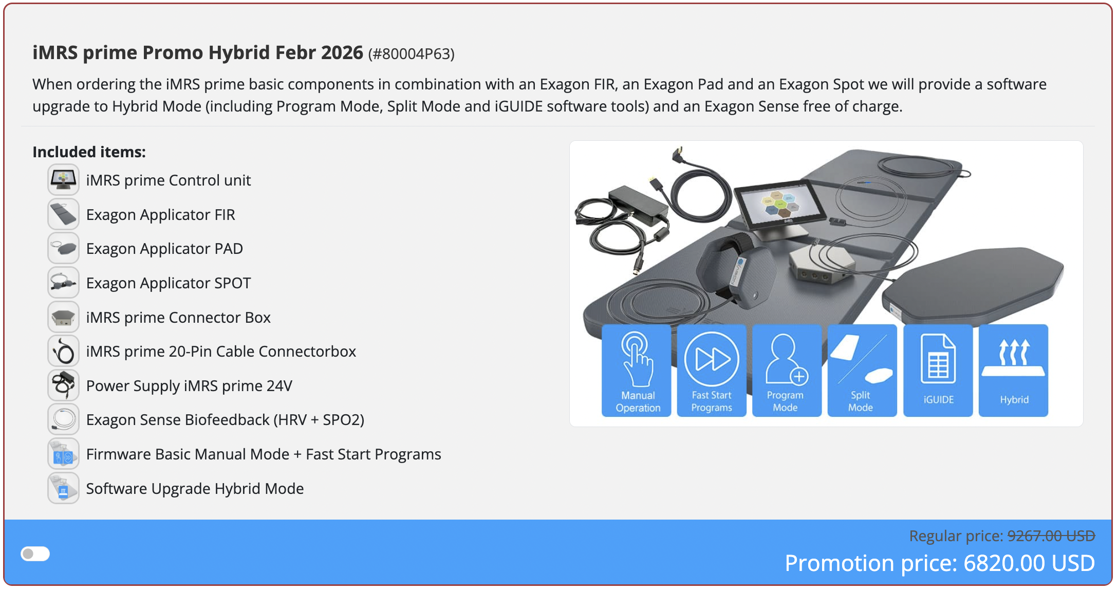 iMRS Prime Hybrid (PEMF + FIR + HRV) Promo, February 2026 iMRS Prime Hybrid Promotions