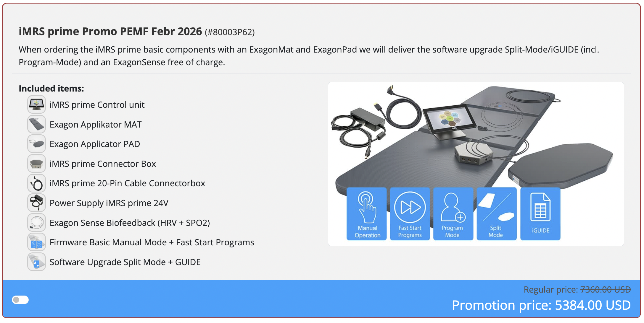 iMRS Prime PEMF + HRV Biofeedback Promo, February 2026, order iMRS Prime, buy iMRS Prime, iMRS Prime ordering online