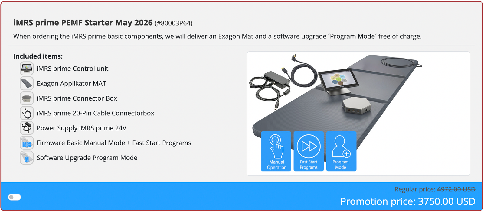 iMRS Prime PEMF Starter May 2026 Promotion